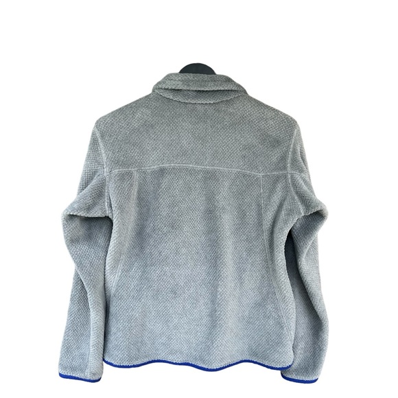Patagonia Re-Tool Snap-T Grey Fleece Pullover Blue Trim Fall Womens EUC - Picture 2 of 8